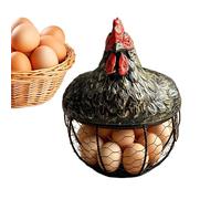 Hen Basket Bin Organizer with Lid Design Hen | Egg and Fruit Bowl Basket for Home, Countertop, Living Room, Farmhouse Table, Garden, Outdoor, Market, Desk,
