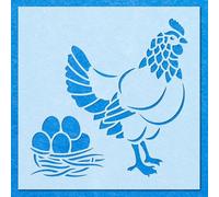 Hen Chicken Egg Basket Stencil: Mylar Airbrush Wall Art Painting Crafts | DIY-A4 Stencil - Design Size (171 x 170 mm)