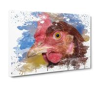 Hen Chicken No.1 V3 Modern Canvas Wall Art Print Ready to Hang, Framed Picture for Living Room Bedroom Home Office Décor, 30x20 Inch (76x50 cm)
