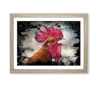 Hen Chicken No.2 Modern CB Framed Print | A3 Oak Framed Wall Art | Ready to Hang | Modern Animal Picture | Living Room Bedroom Lounge Office