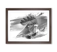 Hen Chicken Vol.2 V1 Modern Framed Print | A3 Walnut Framed Wall Art | Ready to Hang | Modern Animal Picture | Living Room Bedroom Lounge Office