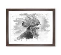 Hen Chicken Vol.2 V4 Modern Framed Print | A4 Walnut Framed Wall Art | Ready to Hang | Modern Animal Picture | Living Room Bedroom Lounge Office