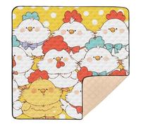 Hen Cute Chicks Yellow Soft Thick Baby Gym & Activity Mat for Floor Comfortable Baby Play Tummy Time Mat for Baby Toddler Infant, 50'' x 50''