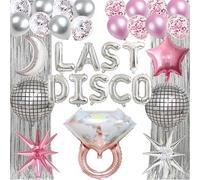 Hen Decorations Silver Balloons - 32 Pcs Last Rodeo Disco Balloon Banner for Mamma Mia Bachelorette Western Cowgirl Hippie Disco Supplies