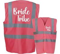 Hen Do Bride Back & Front Printed Hi Vis Vest Stag Do High Visibility Safety Vest Reflective Waistcoat Wedding Party Marriage Celebrations Add Custom Text Funny Unisex Gift Vest Top(S, Pink)