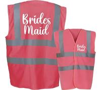 Hen Do Bride Back & Front Printed Hi Vis Vest Stag Do High Visibility Safety Vest Reflective Waistcoat Wedding Party Marriage Celebrations Add Custom Text Funny Unisex Gift Vest Top(S, Pink)