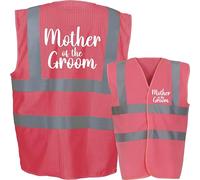 Hen Do Bride Back & Front Printed Hi Vis Vest Stag Do High Visibility Safety Vest Reflective Waistcoat Wedding Party Marriage Celebrations Add Custom Text Funny Unisex Gift Vest Top(S, Pink)