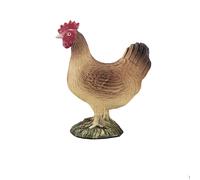 Hen Figurine Realistic White Brown PVC 4.5cm Standing Farm Animal Ornament Mini