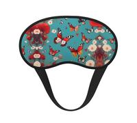 Hen Flying Butterflies Among Flowers Print Blackout Sleep Mask - Side Sleeper Eye Cover, Soft Comfort, Perfect for Travel, Meditation