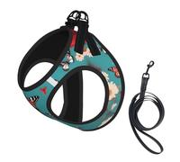 Hen Flying Butterflies Among Flowers print Dog Harness and Leash Set, Reflective Adjustable Puppy Vest for Small Medium Large Dogs, Cats