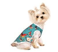 Hen Flying Butterflies Among Flowers Print Dog Lightweight Shirt,Summer Cool Breathable Dog t Shirts,Pet Sleeveless Stretchy Clothes