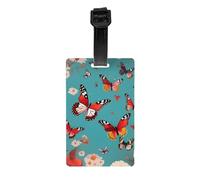 Hen Flying Butterflies Among Flowers Print Luggage Tag for Suitcases Identification Travel Bag Tags Easy-to-Identify Labels Set