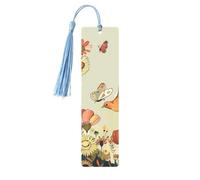 Hen Flying Butterflies Among Flowers Print Printed Metal Bookmarks S - Sky Blue Lightweight Aluminium Book Marker for Books, Journals & Gifts, Ideal Book Lovers, Holiday Decor & Crafts