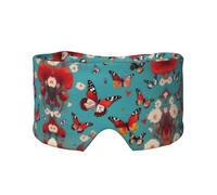 Hen Flying Butterflies Among Flowers Print Sleep Eye and Ear Muffs Mask - Adjustable Yoga Travel Headband, Keep Warm Shading Comfortable Aid