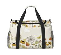 Hen Flying Butterflies Among Flowers Print Weekender Bag,Gym Bag with,Carry On Luggage Overnight Weekend Bag, Holdall Handbag