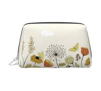 Hen Flying Butterflies Among Flowers Print Women Travel Cosmetic Bag Organizer Zipper Makeup Bags Pouch Toiletry,Lightweight Leather Makeup Bag