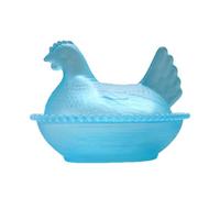 Hen on Nest Glass Dish, Vintage Hen Candy Dish with Lid, Hen-Shaped Chicken Fruit Bowl, Vintage Glass Crystal Hens Shape Easter Ornament for Home Table Decoration (E)