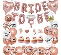 Hen Party Decoration Rosegold, Bride to Be Decorations, 16" Bride to Be Balloons Banner Diamond Ring Balloons Rose Gold Confetti Balloons Hen Do Accessories for Bridal Shower Bachelorette Wedding
