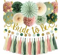 Hen Party Decoration Sage Green and Dusty Pink Bridal Shower Decorations Bride To Be Banner Olive Sage Green Dusty Pink Paper Fans Pom Poms Paper Tassel Garlands for Wedding Hen Do Party Decor