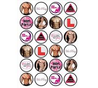 Hen Party Edible Cupcake Toppers - Precut 4cm/1.5 inch Risqué Cake Decorations for Girls’ Night Out, Bridesmaids & Bachelorette Celebrations Naughty Butler (24)