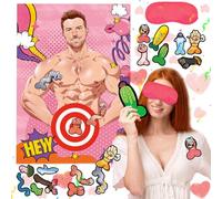 Hen Party Games 15 Players Pin The Pants On The Hunk with Large Size Novelty Stickers Eye Mask Hen Night Party Games Hen do Games for Bridal Shower Decoration 17PCS