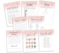 Hen Party Games - 80 Game Pack - 10 Guests - 8 Fun Games for Each Hen - Bridal Shower & Hen Do Activities - Elegant Rose Gold Design