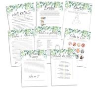 Hen Party Games - 80 Game Pack - 8 Games for Each Hen - 10 Guest Pack - Bridal Shower/Hen Party Botanical/Eucalyptus Design - Hen Night - Hen Do Games