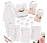 Hen Party Games Bundle with Bride Veil, Truth or Dare Game Cube, Activity Cards, Quiz Sheets, True or False Paddles and Future Mrs Gift Bags - Bridal Shower and Bachelorette Party Accessories