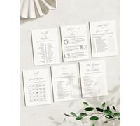 Hen Party Games - Pack of 6 Printed Elegant Design Hen Do Activities | Bridal Shower & Bachelorette Quiz Cards | Minimalist UK Design