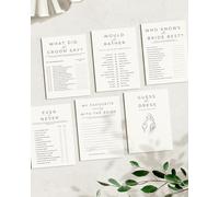 Hen Party Games - Pack of 6 Printed Hen Do Activities | Bridal Shower & Bachelorette Quiz Cards | Minimalist UK Design