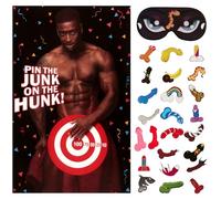 Hen Party Games Pin The Pants On The Hunk - 26PCS Funny Hen Do Game with Poster, Pants Stickers & Blindfold - Naughty Hen Party Accessories for Adults, Hen Night, Bachelorette Party Decorations