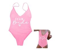 Hen Party One Piece Swimsuit for Women UK Retro Backless Tummy Control Design, Push Up Stretchy Comfortable Bathing Suit, Team Bride Beachwear for Pool & Bridal Bachelorette Holiday