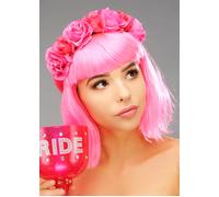 Smiffys Floral Headband, Pink , Hawaiian Luau Fancy Dress, Hawaiian Dress Up Accessories