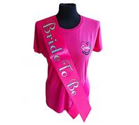 Hen Party Sashes - Pink Satin Ribbon with Black and Silver Holographic Script Font (Bride To Be)