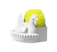 Hen Sponge Holder, Funny Chicken Sink Organizer, 4.3 Inches Drainage Rack with Slotted Base, Ventilated Resin, Farmhouse Scrubber Stand with, Porous Basin Tray for Home Kitchen