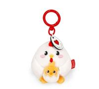 Legami - Super Soft! Hen Theme Keychain, Plush Keychain, Pendant with Engraved Message and Zinc Carabiner, 7 x 11 cm, White, S
