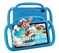 Henadigi Kids Tablet 10 Inch - Learning Tablet with Parental Controls, 12GBRAM, 64GB Storage, FHD Eye Protection Screen, 6000mAh Battery & Includes Shockproof Protective Case - Blue