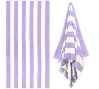 HENBAY Large Oversized Beach Towel - Fluffy 35 x 70 Inch Plush Microfiber Pool Towel, Purple Striped Quick Dry Cabana Swim Towel