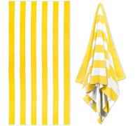 HENBAY Large Oversized Beach Towel - Fluffy 35 x 70 Inch Plush Microfiber Pool Towel, Yellow Striped Quick Dry Cabana Swim Towel