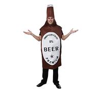 HENBRANDT 1 x Adult Beer Bottle Fancy Dress October Beer Festival Halloween Costume Stag Do Parties Brown Lager Bottle Novelty Dress Up Outfit One Size Unisex Fancy Dress Costume for Men and Women
