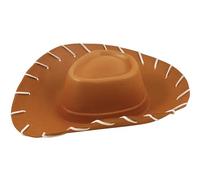 HENBRANDT 1 x Adult Brown Cowboy Hat EVA Foam Wild West Cowgirl Hat with Wide Brim and White Stitches Toy Sheriff One Size Halloween Fancy Dress Accessories for Men and Women