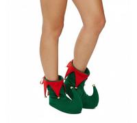 Henbrandt 1 x Adult Deluxe Elf Boots with Bells Red and Green Christmas Elf Slippers Santa’s Buddy Jester Pixie Costume Boots Pointed Boot Covers Novelty Xmas Fancy Dress Accessories for Men