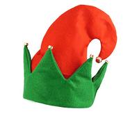 HENBRANDT 1 x Adult Elf Hat with Bells Red and Green Felt Elves Hat Christmas Novelty Gift Xmas Party Hats Jingle Bells Elf Fancy Dress Costume Accessories for Men and Women