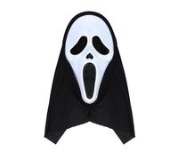 HENBRANDT 1 x Adult Screaming Ghost Skull Mask with Black Hood Full Head Mask Horror Skull Ghost Face Mask Cosplay Trick or Treat Halloween Fancy Dress Costume Accessories for Men and Women