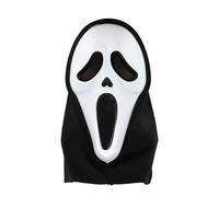 HENBRANDT 1 x Adult Screaming Ghost Skull Mask with Black Hood Full Head Mask Horror Skull Ghost Face Mask Cosplay Trick or Treat Halloween Fancy Dress Costume Accessories for Men and Women