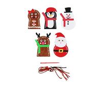Henbrandt 1 x Christmas Make Your Own Finger Puppets Craft Kit - 5 Festive Designs Santa Snowman Penguin Reindeer Gingerbread DIY Creative Activity for Kids Adults Holiday Fun