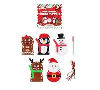 Henbrandt 1 x Christmas Make Your Own Finger Puppets Craft Kit - 5 Festive Designs Santa Snowman Penguin Reindeer Gingerbread DIY Creative Activity for Kids Adults Holiday Fun