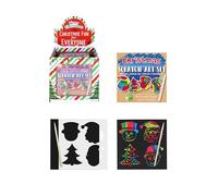 Henbrandt 1 x Eco-Friendly Mini Christmas Magic Colour Scratch Art Set Black Scratch Off Paper for Kids Children’s Stocking Fillers Xmas Party Favours Craft Activity Pack for Boys and Girls