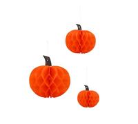 HENBRANDT 1 x Halloween Honeycomb Pumpkin Decorations - 3 Pack 3D Hanging Paper Lanterns for Spooky Party Decor, Haunted House & Autumn Celebrations