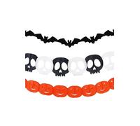 HENBRANDT 1 x Halloween Party Decorations Paper Garland Set - 3 Metre Spooky Bats Pumpkins Skulls Design - Perfect for Haunting Home & Party Celebrations